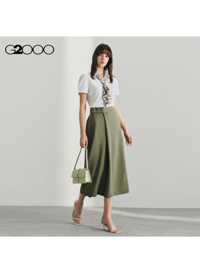 G2000 Mall Matching Cotton Blend Fine Soft Detachable Necklace Short-sleeve Shirt Top, White, Size 36 - Image 4