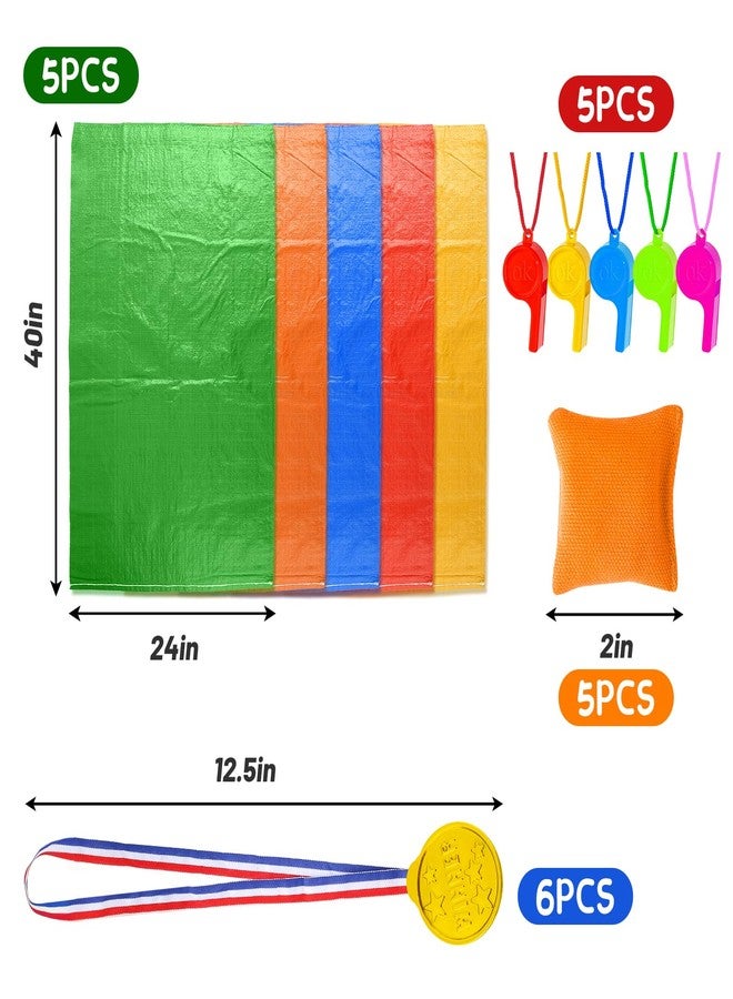 warmfarm Potato Sack Race Bags Set with Whistles Medals,Jump Sacks, Bean Bags, Prizes,Whistles for Kids Adults Outdoor Carnival Games, Birthday Party, Field Day Activities (21 Pics Game Set) - Image 2