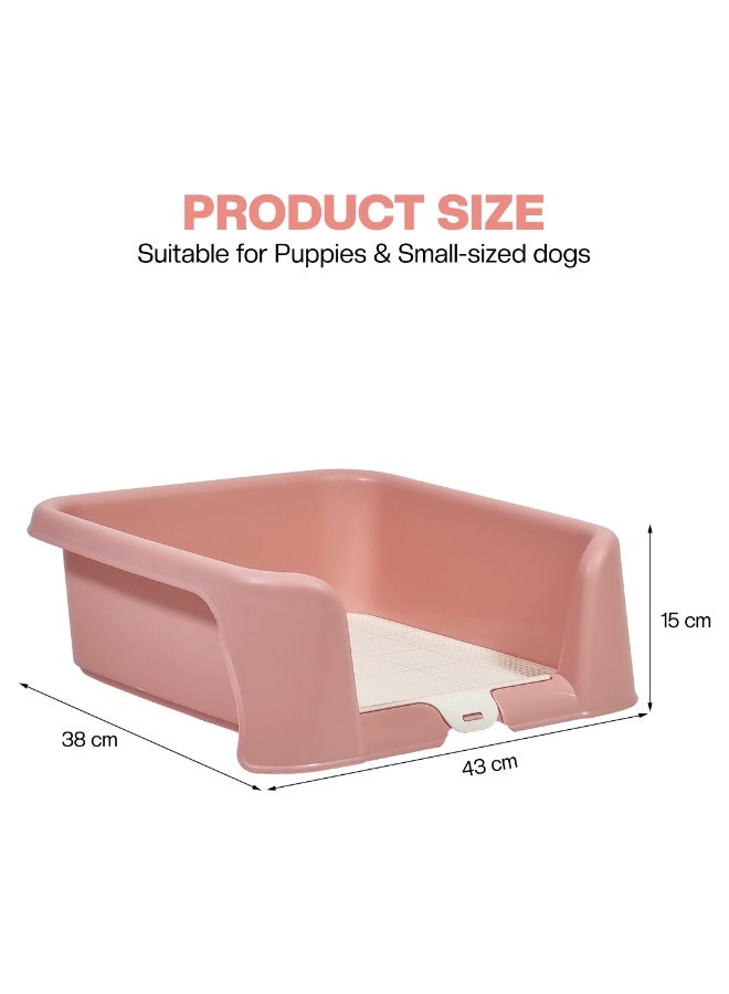 NNC PETS Puppy potty training tray for Small to Medium dogs, Removable grid dog toilet with Leak-proof base and Elevated walls, Ideal for Indoor/Outdoor use, Easy to clean, 43 cm (PINK) - Image 2