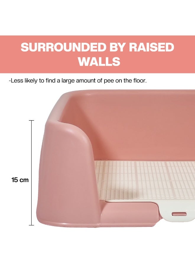 NNC PETS Puppy potty training tray for Small to Medium dogs, Removable grid dog toilet with Leak-proof base and Elevated walls, Ideal for Indoor/Outdoor use, Easy to clean, 43 cm (PINK) - Image 3