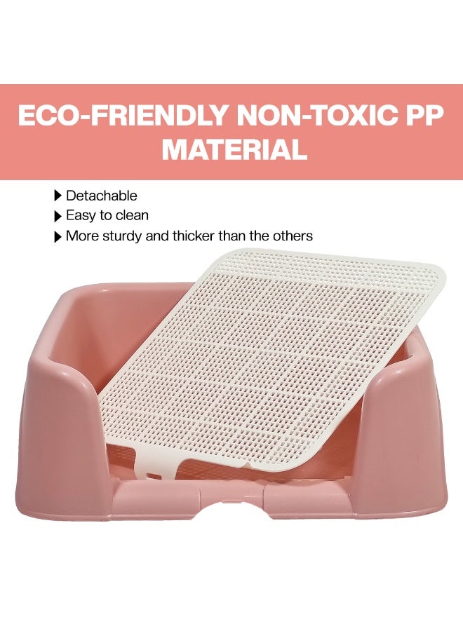 NNC PETS Puppy potty training tray for Small to Medium dogs, Removable grid dog toilet with Leak-proof base and Elevated walls, Ideal for Indoor/Outdoor use, Easy to clean, 43 cm (PINK) - Image 4