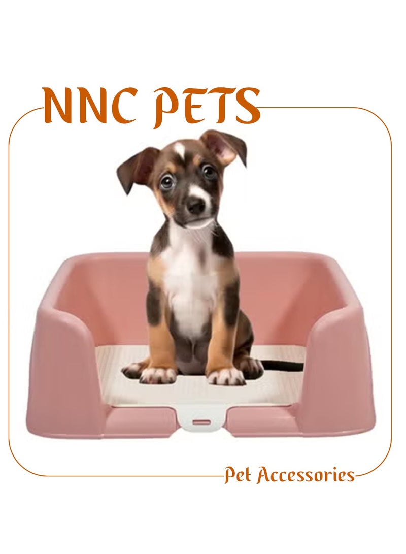 NNC PETS Puppy potty training tray for Small to Medium dogs, Removable grid dog toilet with Leak-proof base and Elevated walls, Ideal for Indoor/Outdoor use, Easy to clean, 43 cm (PINK) - Image 1