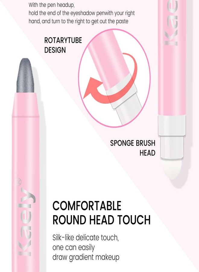 evpct 1Pcs Dazzling Grey Shimmer Cream Eye Shadow Brightener Sticks for Eyes, Double Ended Cream Eyeshadow Stick Pencil Pen with Applicator, Eye Shadow Palette Highlighter Makeup Waterproof Pigmented - Image 4