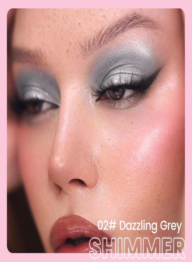 evpct 1Pcs Dazzling Grey Shimmer Cream Eye Shadow Brightener Sticks for Eyes, Double Ended Cream Eyeshadow Stick Pencil Pen with Applicator, Eye Shadow Palette Highlighter Makeup Waterproof Pigmented - Image 2