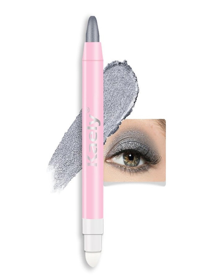 evpct 1Pcs Dazzling Grey Shimmer Cream Eye Shadow Brightener Sticks for Eyes, Double Ended Cream Eyeshadow Stick Pencil Pen with Applicator, Eye Shadow Palette Highlighter Makeup Waterproof Pigmented - Image 1