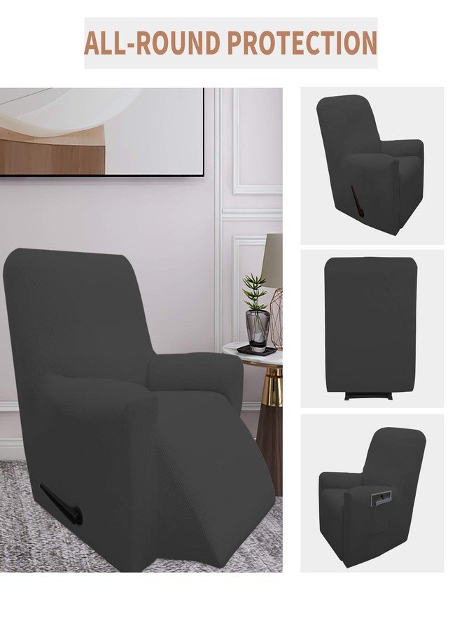 إيزي-جوينج غطاء كرسي استرخاء سهل الاستخدام ومقاوم للماء بنسبة 100%، غطاء مزدوج مقاوم للماء للأريكة، غطاء أريكة من قطعة واحدة بنقشة الجاكار، غطاء أريكة مانع للتسرب للأطفال والحيوانات الأليفة والكلاب والقطط (كرسي استرخاء، رمادي داكن) مقعد واحد - Image 4