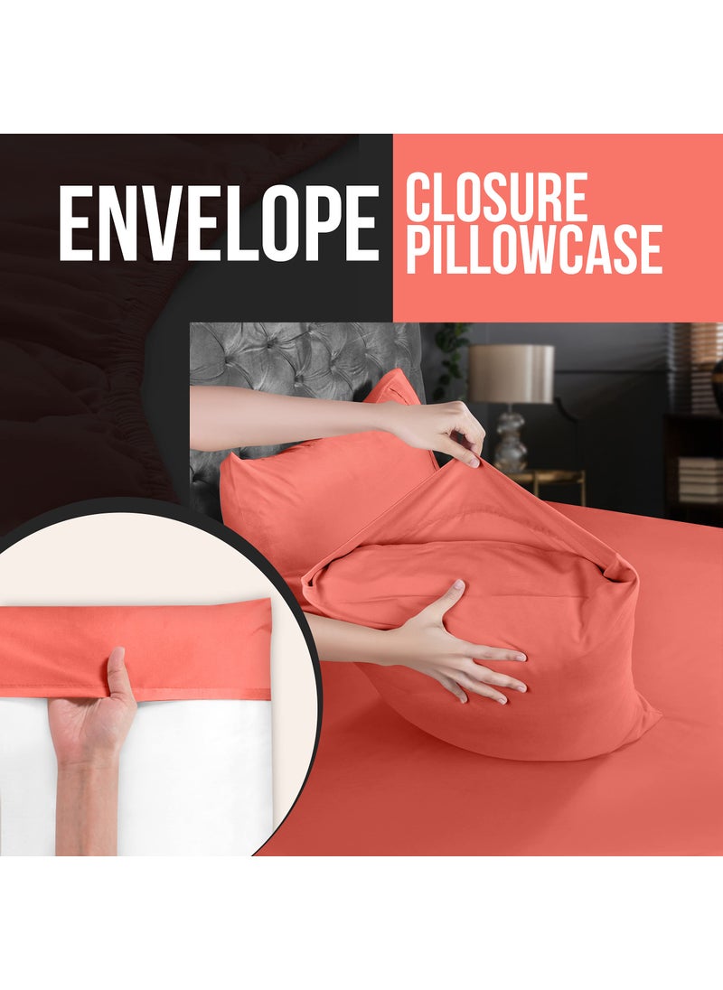 Utopia Bedding Utopia Bedding King Pillow Cases - 2 Pack - Envelope Closure - Soft Brushed Microfiber Fabric - Shrinkage and Fade Resistant Pillow Covers 20 X 40 Inches (King  Coral)  - Image 3