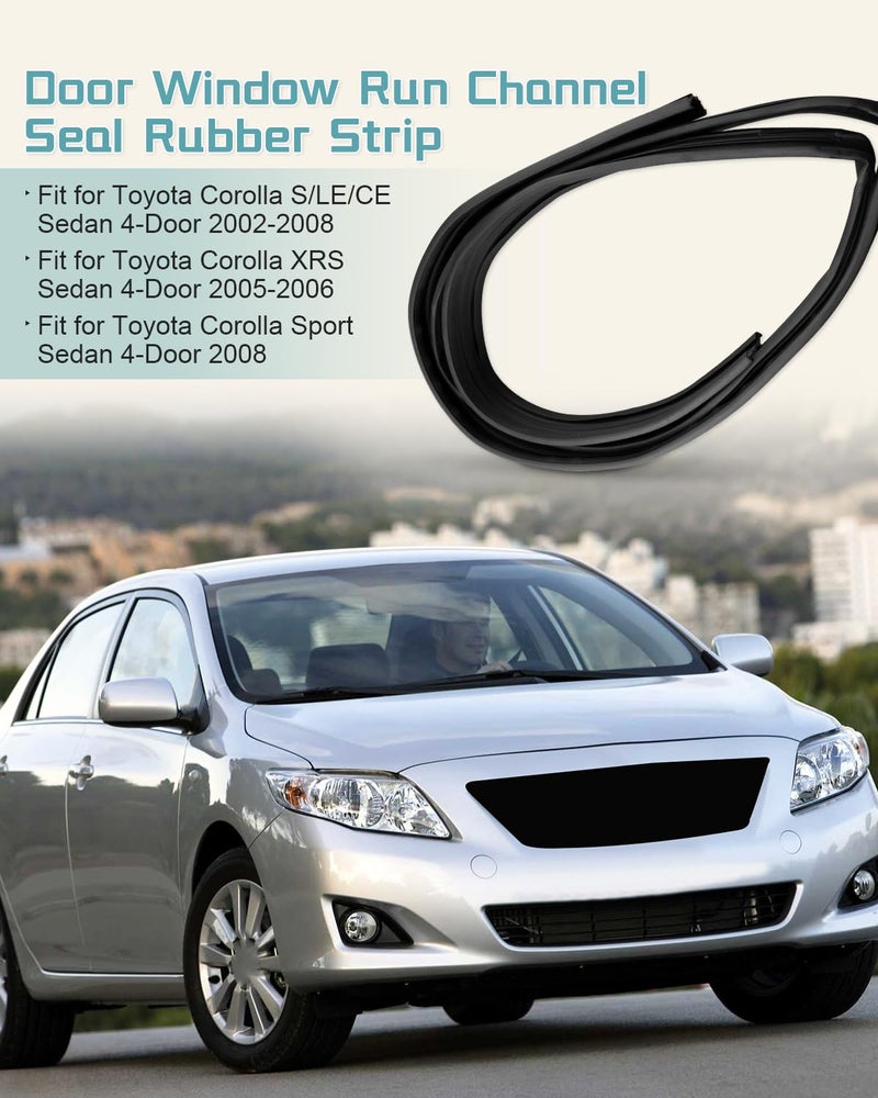 JUWEVAZU Door Window Run Channel Seal Rubber Strip Front Left Door Fit for Toyota Corolla S LE CE Sedan XRS Sport Sedan 2002-2008 Replace 68151-02050 Driver Side - Image 2