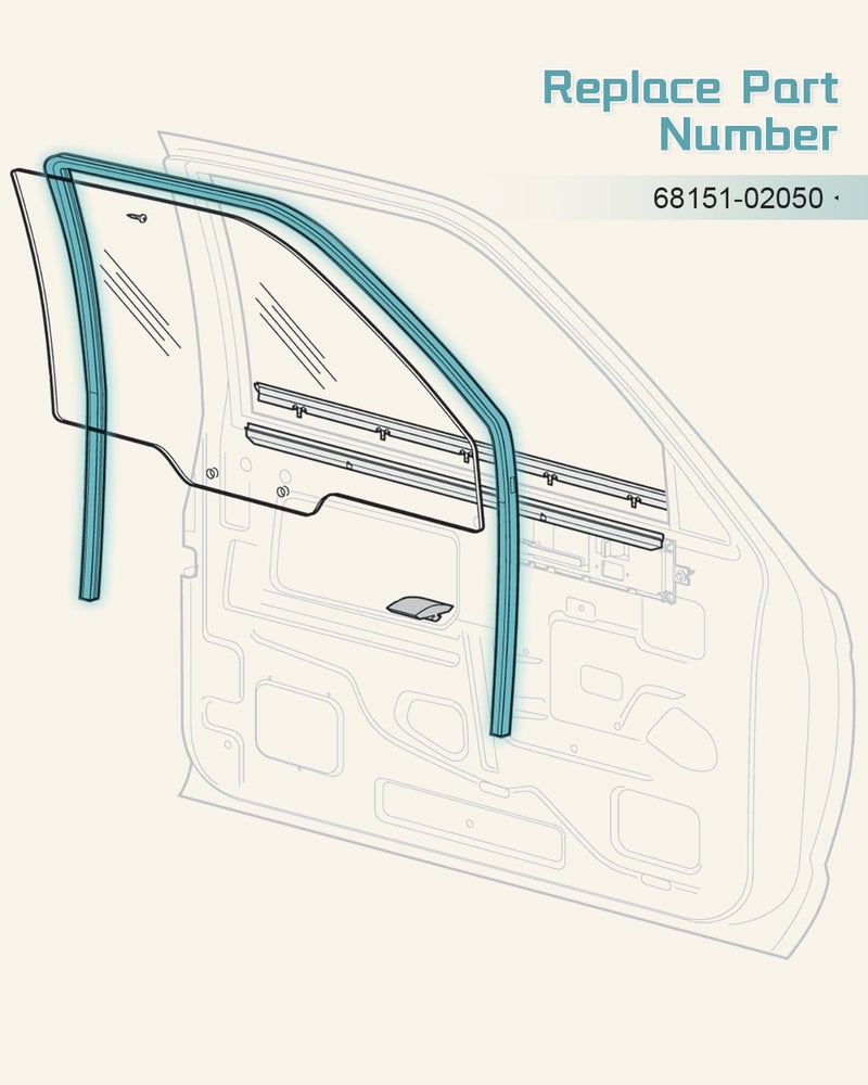 JUWEVAZU Door Window Run Channel Seal Rubber Strip Front Left Door Fit for Toyota Corolla S LE CE Sedan XRS Sport Sedan 2002-2008 Replace 68151-02050 Driver Side - Image 5
