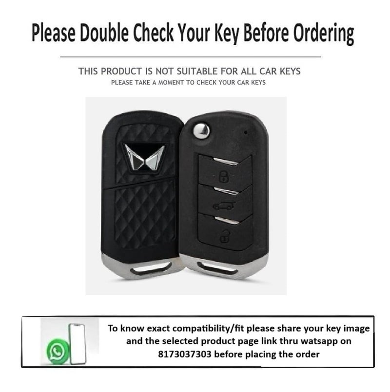 JVCV® Soft Handmade Lychee Pattern Leather Key Cover Compatible with Mahindra XUV 700 3XO Thar Marazzo Bolero Scorpio Scorpio N XUV 300 XUV 400 EV Thar Roxx 3 Button Flip Key (Brown) - Image 2