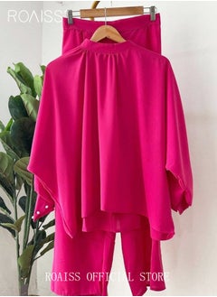 roaiss 2Pcs Women's Casual Set Long Sleeved Top and Pants of The Same Color Malay Indonesia Style Loose Casual  Dress  for Ladies Party Ramadan Eid al-Adha  - Image 5