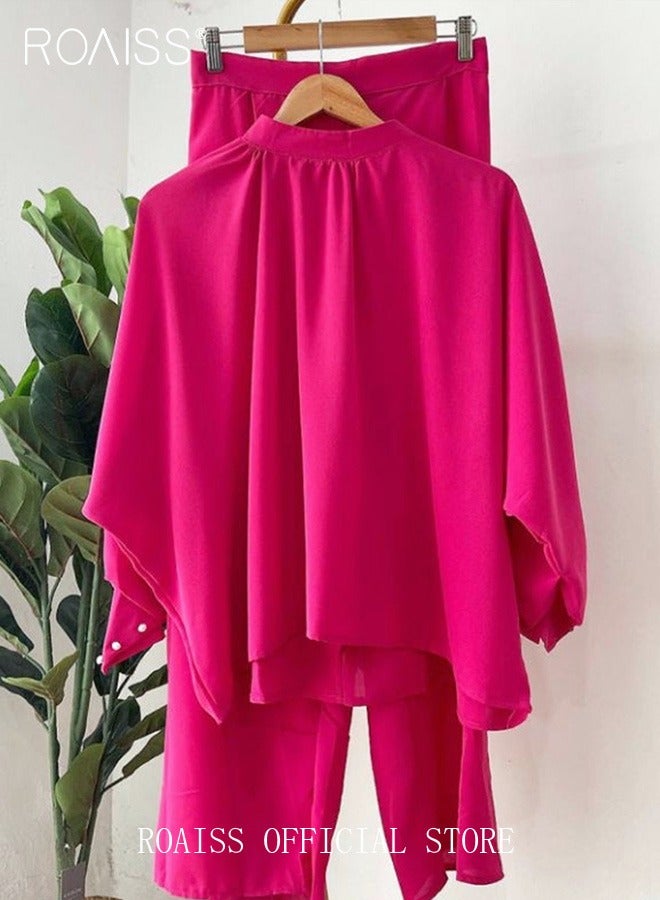 roaiss 2Pcs Women's Casual Set Long Sleeved Top and Pants of The Same Color Malay Indonesia Style Loose Casual  Dress  for Ladies Party Ramadan Eid al-Adha  - Image 5