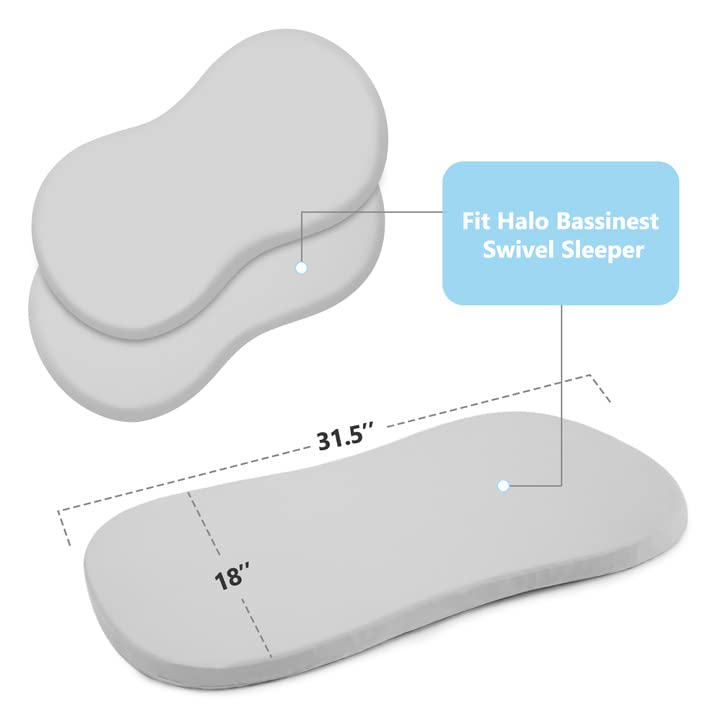 TILLYOU شراشف سرير الأطفال TILLYOU من القطن 2 عبوة، 31.5"x18" واقي مرتبة سرير الأطفال القابل للتنفس، شراشف سرير مهد ناعمة، رمادي - Image 3