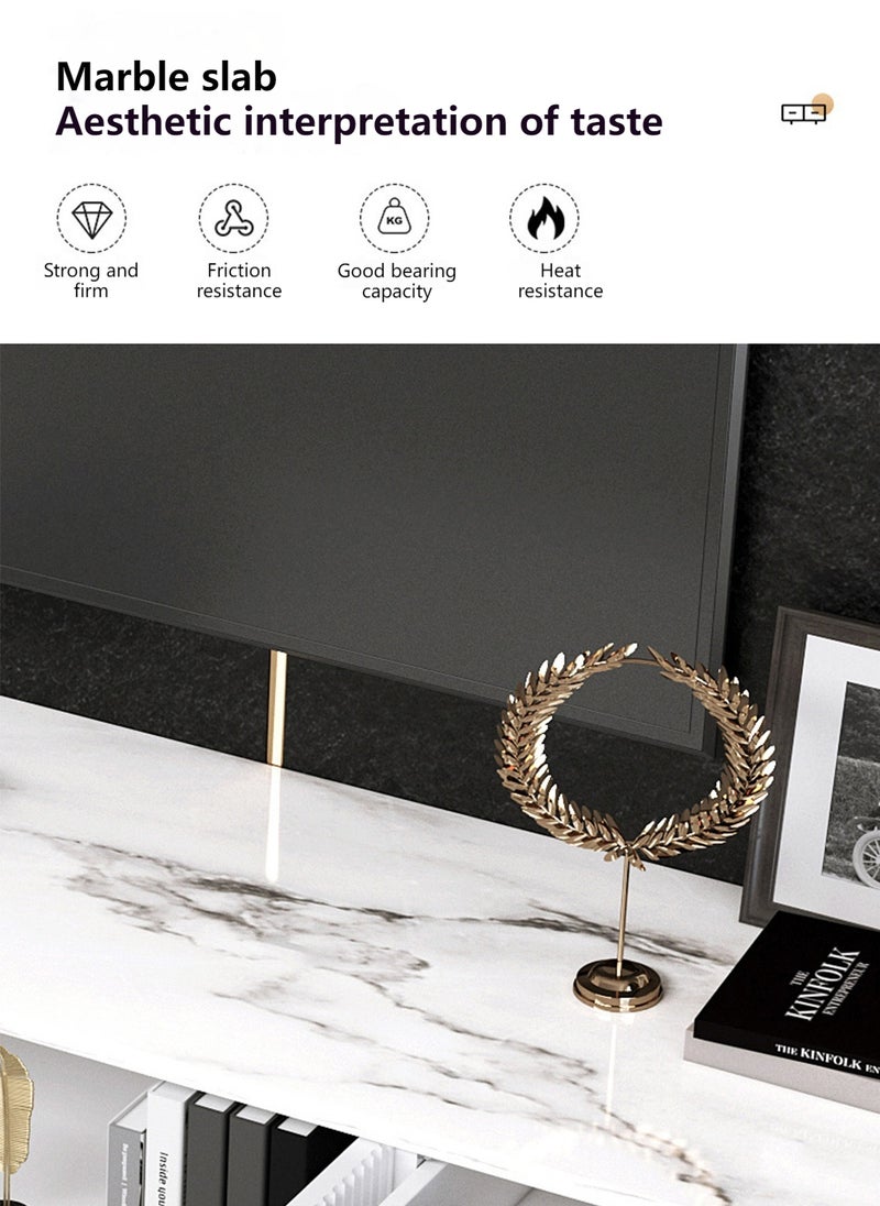 Sharpdo طاولة قهوة بسيطة حديثة من شاربدو، وحدة تلفاز مع 2 باب خزانة و4 أدراج للتخزين - Image 5