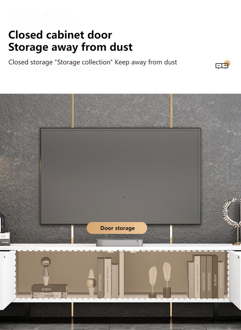 Sharpdo طاولة قهوة بسيطة حديثة من شاربدو، وحدة تلفاز مع 2 باب خزانة و4 أدراج للتخزين - Image 3