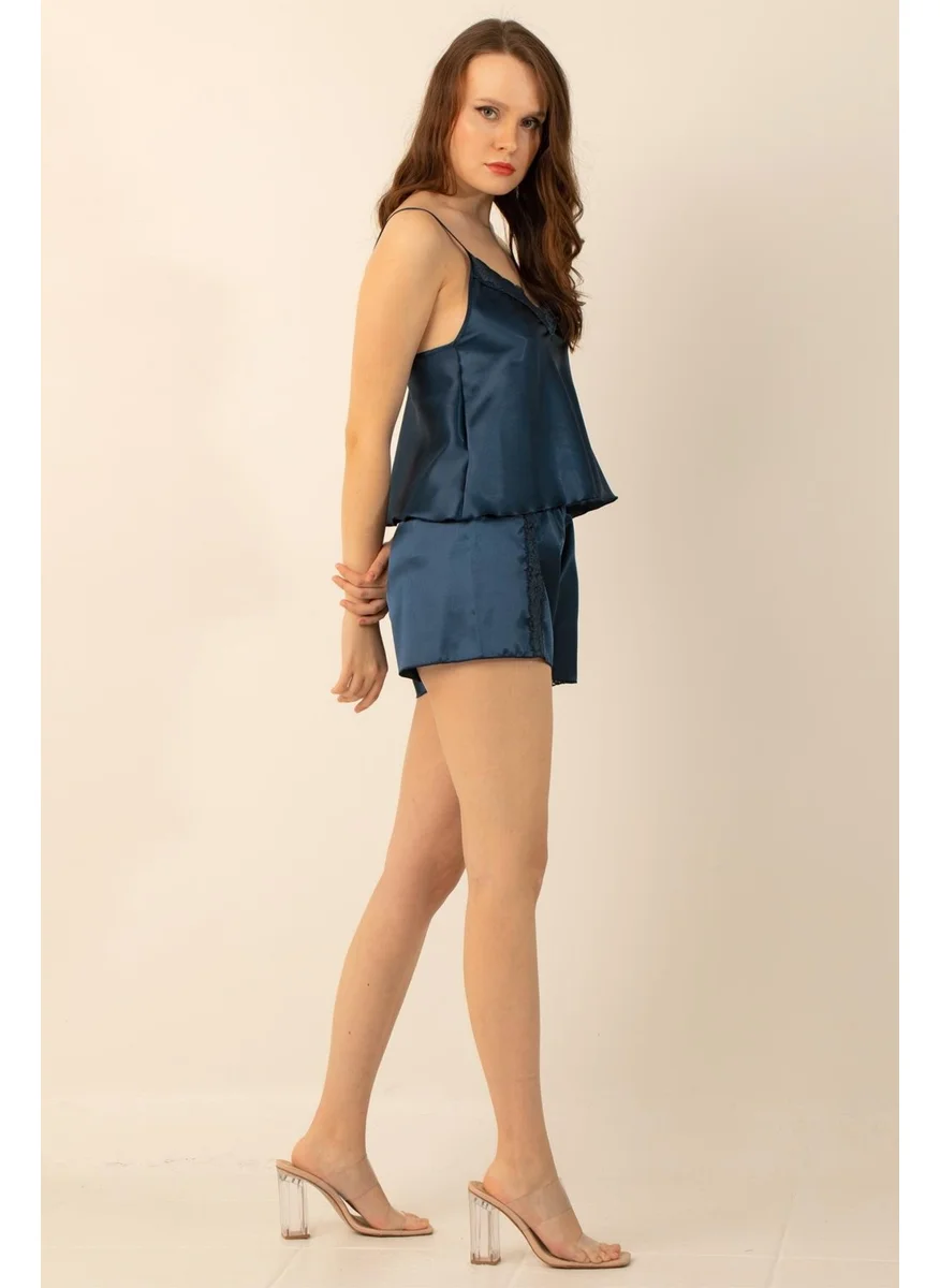 DoReMi Satin Laced Adjustable Strap Shorts Set