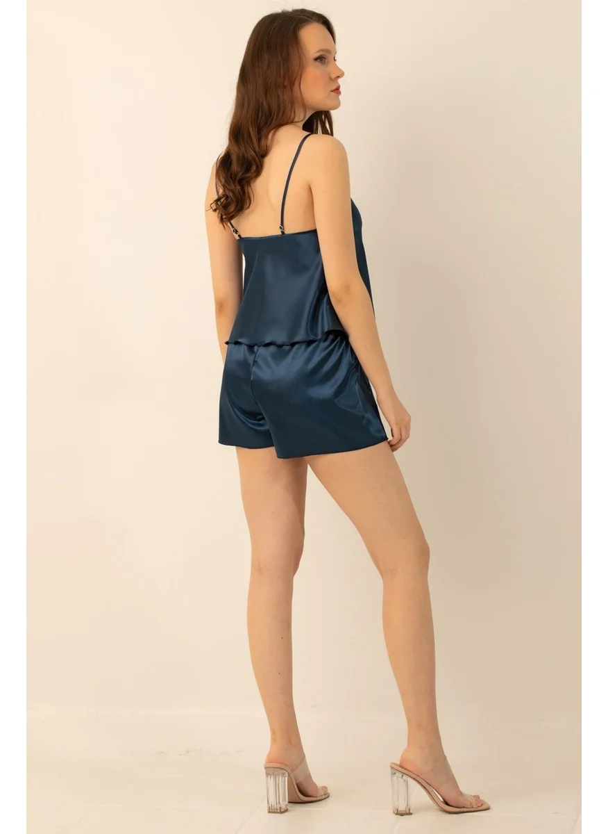 DoReMi Satin Laced Adjustable Strap Shorts Set
