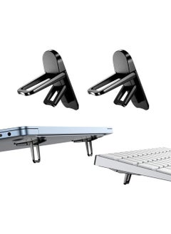 Mini Foldable Laptop Stand, Self-Adhesive Portable Invisible Computer Keyboard Riser, Adjustable Height for for MacBook, Dell, HP and Other 10-17 Inches Laptop, Black, 2PCS