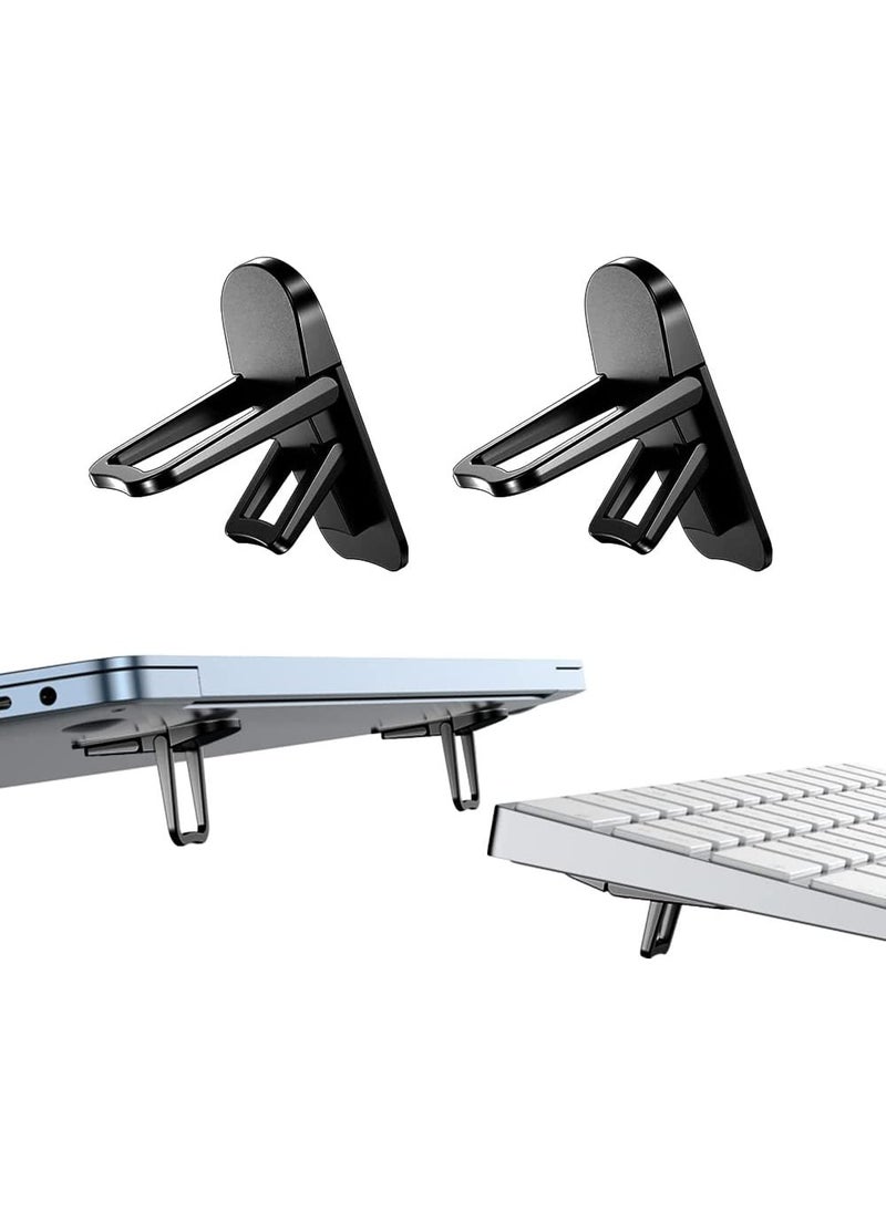 KASTWAVE - Mini Foldable Laptop Stand, Self-Adhesive Portable Invisible Computer Keyboard Riser, Adjustable Height for for MacBook, Dell, HP and Other 10-17 Inches Laptop, Black, 2PCS - Image 1