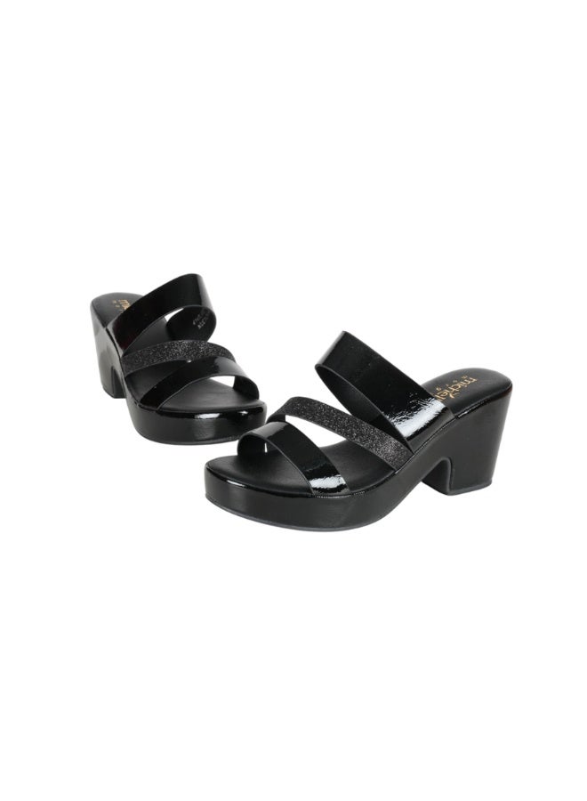 Michelle Morgan 092-2958 Michelle Morgan Ladies Block Heels Sandals4RJ851 Black - Image 3