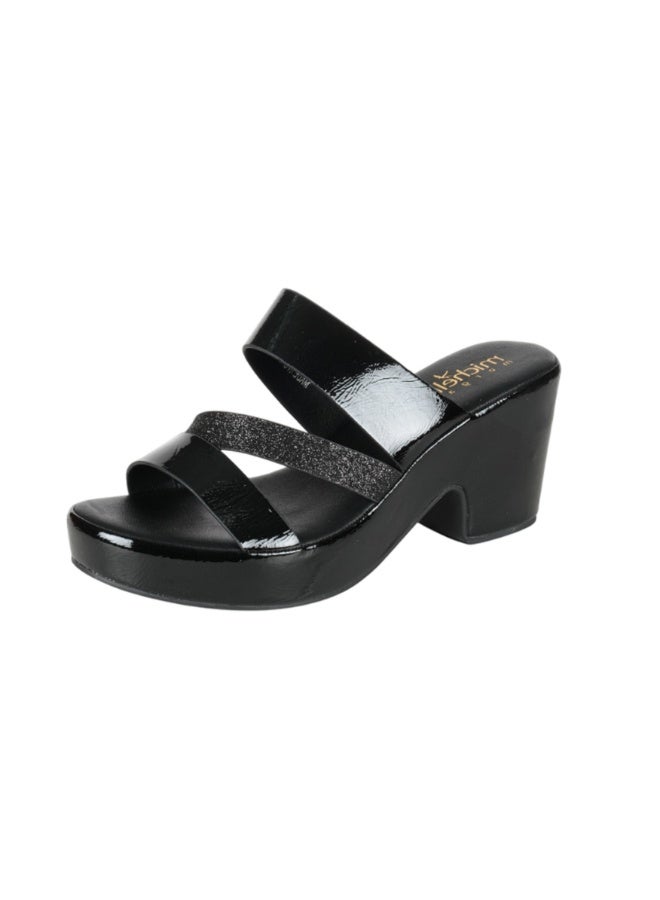 Michelle Morgan 092-2958 Michelle Morgan Ladies Block Heels Sandals4RJ851 Black - Image 1