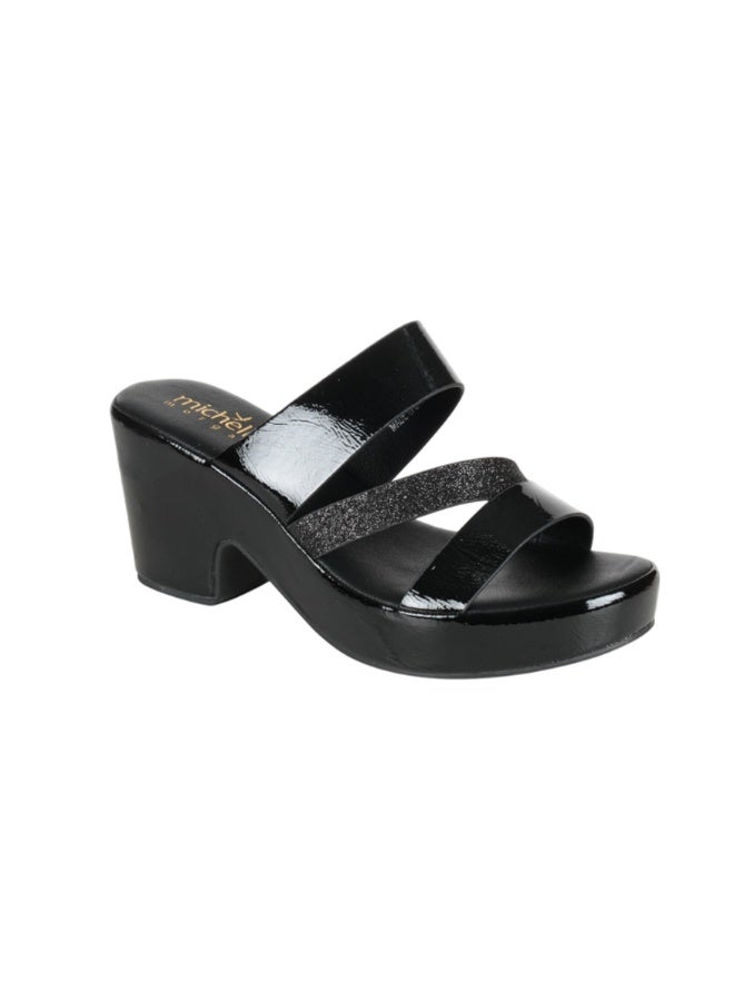 Michelle Morgan 092-2958 Michelle Morgan Ladies Block Heels Sandals4RJ851 Black - Image 2