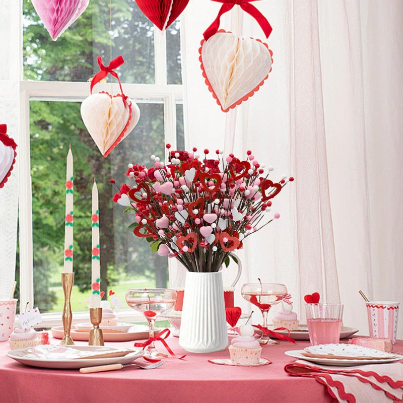 nuvagiki Valentine's Day Decor, 20 Pack Heart Berry Stems Valentines Day Decorations for Tree, Artificial Flowers Valentine Picks for Wreath, Valentine's Day Gifts, Valentines House Decorations - Image 4