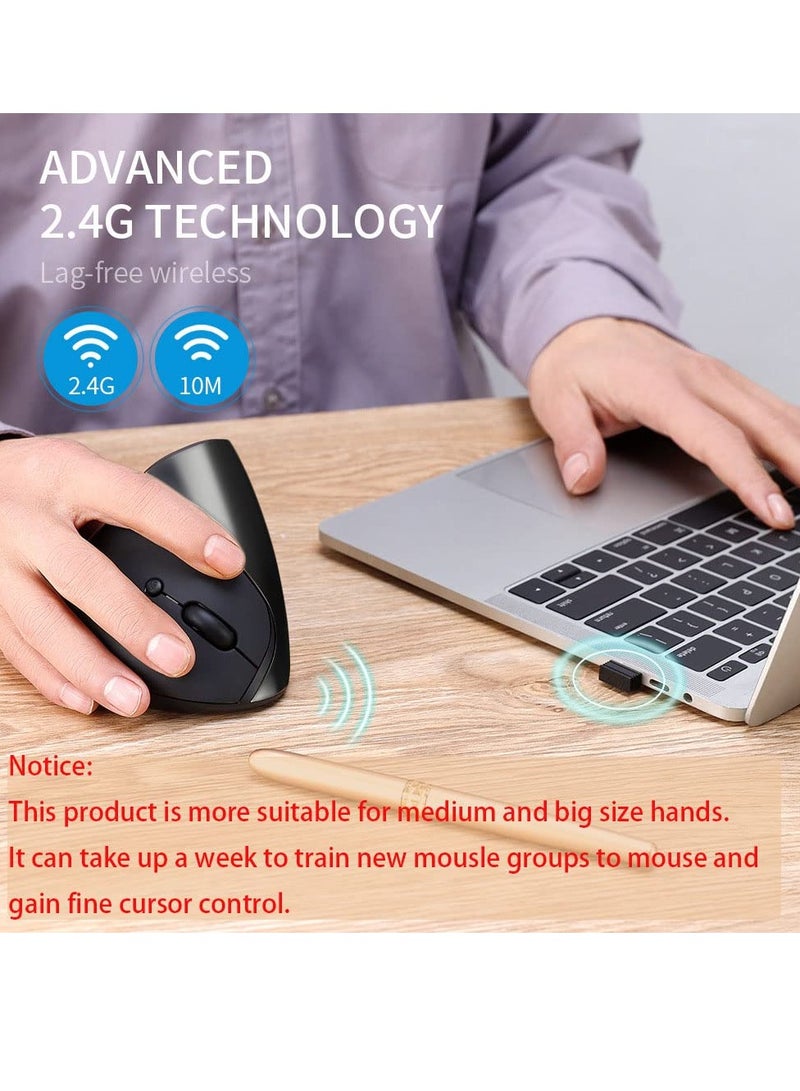 general Wireless Vertical Mouse,2.4G Ergonomic Vertical Mouse 6 Buttons with 3 Adjustable DPI, Optical Vertical Ergonomic Laptop Mouse for Mac, PC, Desktop, Black - Image 2