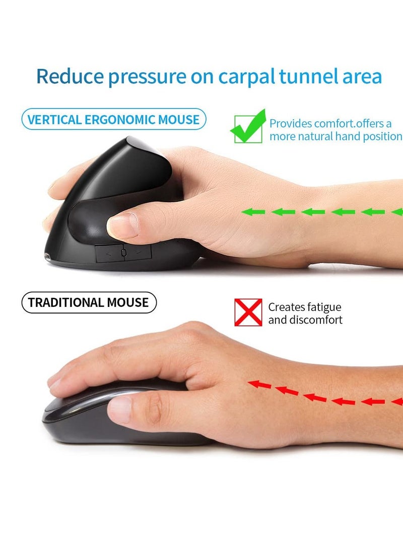 general Wireless Vertical Mouse,2.4G Ergonomic Vertical Mouse 6 Buttons with 3 Adjustable DPI, Optical Vertical Ergonomic Laptop Mouse for Mac, PC, Desktop, Black - Image 3