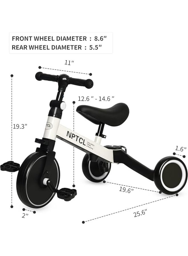 NPTCL 3-in-1 Kids Tricycle & Toddler Balance Bike with Adjustable Seat, Handlebar & Removable Pedals for 1-3 Year Olds - Image 2