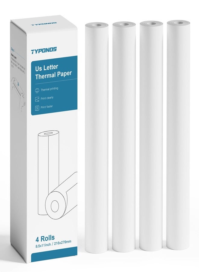 TYPONOS D820 Thermal Printer Paper 8.5 x 11 Inch, Continuous Thermal Paper Roll, US Letter Size printing paper Compatible with D820 Portable Printer, 4 Rolls - Image 1