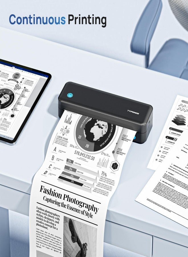 TYPONOS D820 Thermal Printer Paper 8.5 x 11 Inch, Continuous Thermal Paper Roll, US Letter Size printing paper Compatible with D820 Portable Printer, 4 Rolls - Image 5