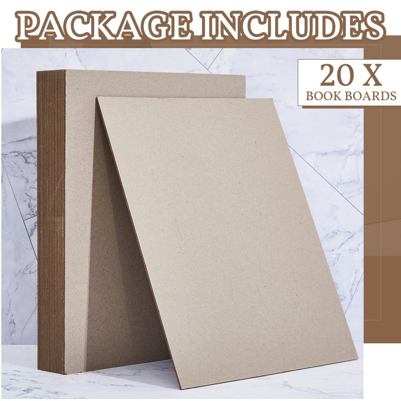 Lewtemi 20 Pcs Book Board, Binders Board Chipboard Designer Bookboard Kraft Heavy Duty Chipboard Sheets Bookbinding Supplies for Book Binding Cover (Gray, 12.5 x 10 Inch 22PT)  - Image 3