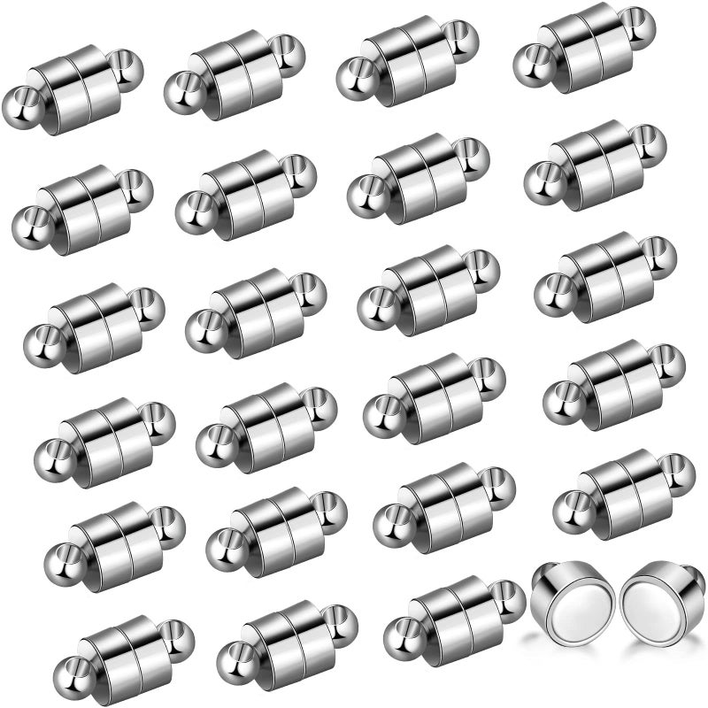 Sureio 24 Pairs Magnetic Necklace Bracelet Clasps Magnet Converter Jewelry Clasps Extenders Locking for Bracelet Necklace Making(Silver) - Image 1