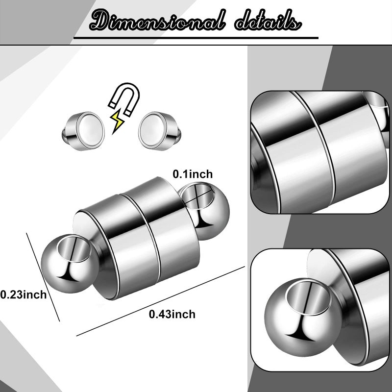 Sureio 24 Pairs Magnetic Necklace Bracelet Clasps Magnet Converter Jewelry Clasps Extenders Locking for Bracelet Necklace Making(Silver) - Image 3