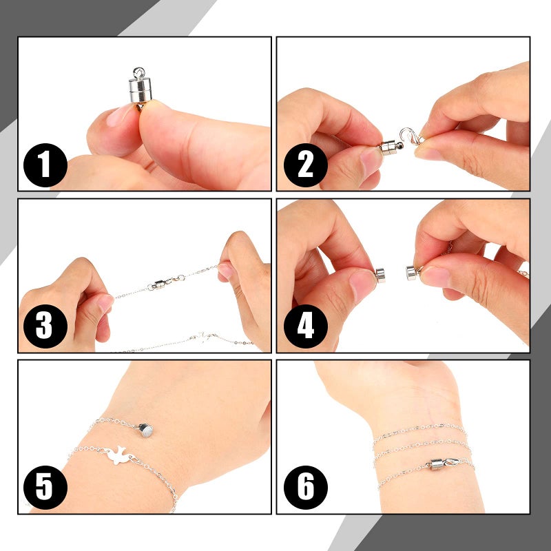 Sureio 24 Pairs Magnetic Necklace Bracelet Clasps Magnet Converter Jewelry Clasps Extenders Locking for Bracelet Necklace Making(Silver) - Image 4