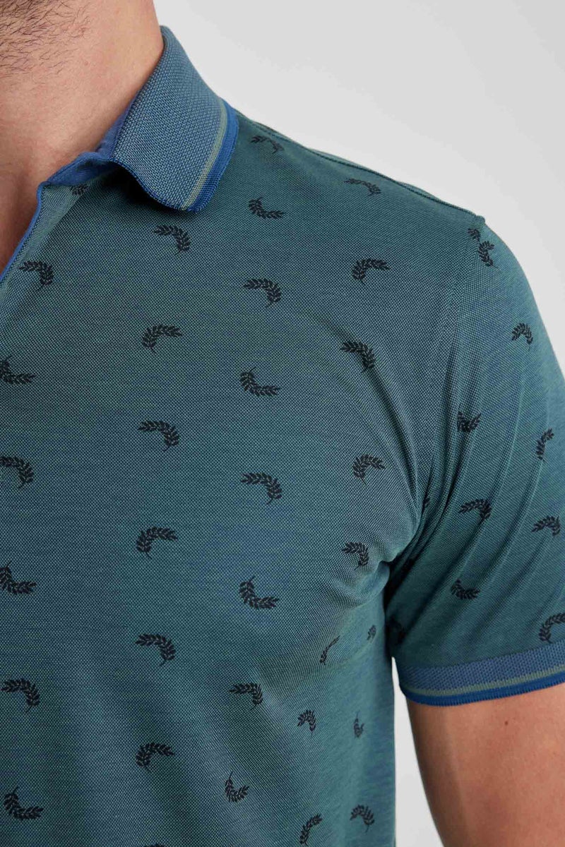 DeFacto Man Slim Fit Polo Neck Printed Short Sleeve T-Shirt - Image 4