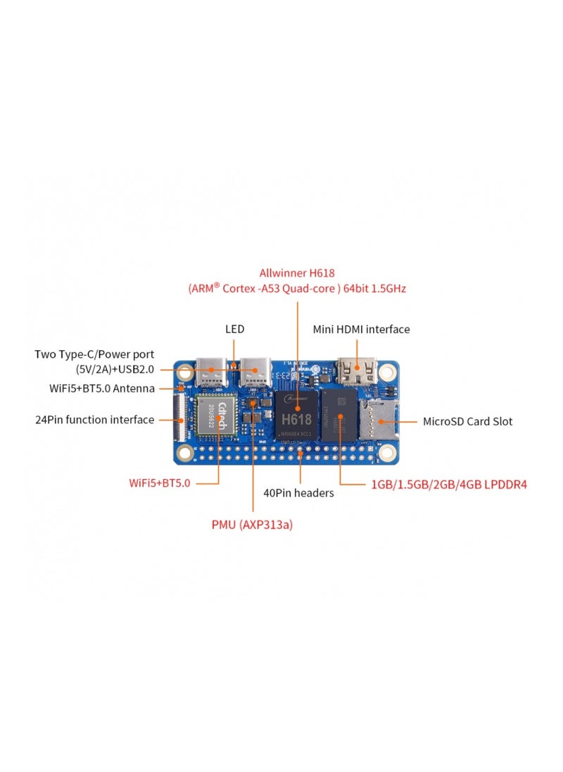 Orange - Orange Pi Zero 2 W 1GB Board With Expansion Board - Image 1