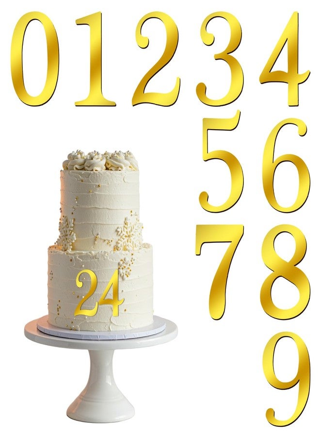 زينة كعكة عيد ميلاد ذهبية، مقاس 3.9 بوصة، أرقام أكريليك من 0 إلى 9، زينة كعكة أكريليك لحفلات الزفاف والكب كيك، زينة يدوية الصنع للكعك، لافتات لتزيين حفلات أعياد الميلاد والزفاف والذكرى السنوية. - Image 1