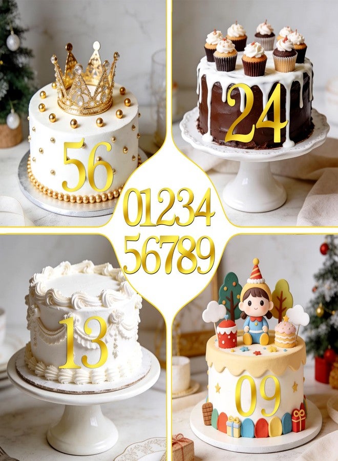 زينة كعكة عيد ميلاد ذهبية، مقاس 3.9 بوصة، أرقام أكريليك من 0 إلى 9، زينة كعكة أكريليك لحفلات الزفاف والكب كيك، زينة يدوية الصنع للكعك، لافتات لتزيين حفلات أعياد الميلاد والزفاف والذكرى السنوية. - Image 5