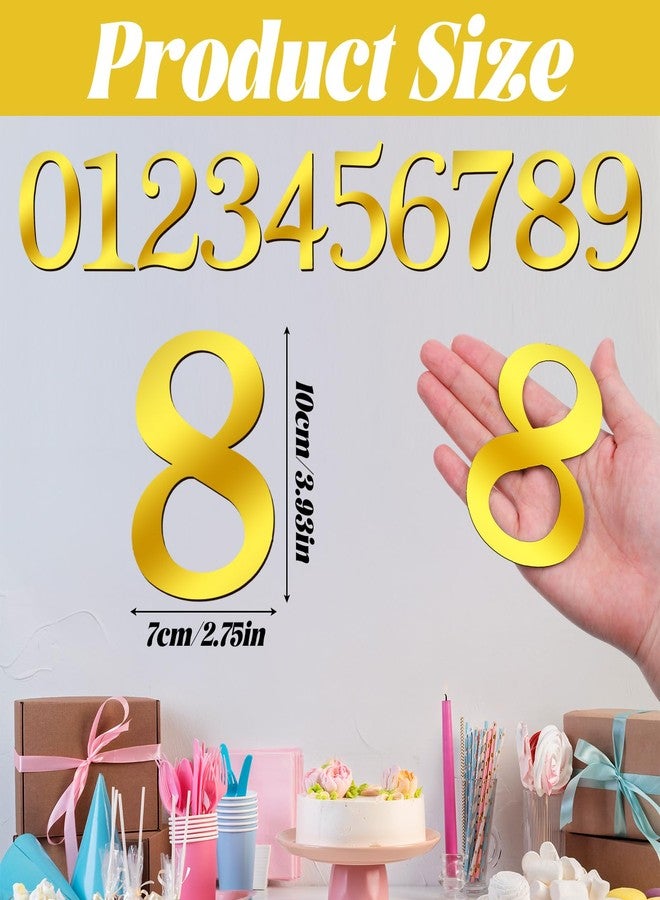 زينة كعكة عيد ميلاد ذهبية، مقاس 3.9 بوصة، أرقام أكريليك من 0 إلى 9، زينة كعكة أكريليك لحفلات الزفاف والكب كيك، زينة يدوية الصنع للكعك، لافتات لتزيين حفلات أعياد الميلاد والزفاف والذكرى السنوية. - Image 2