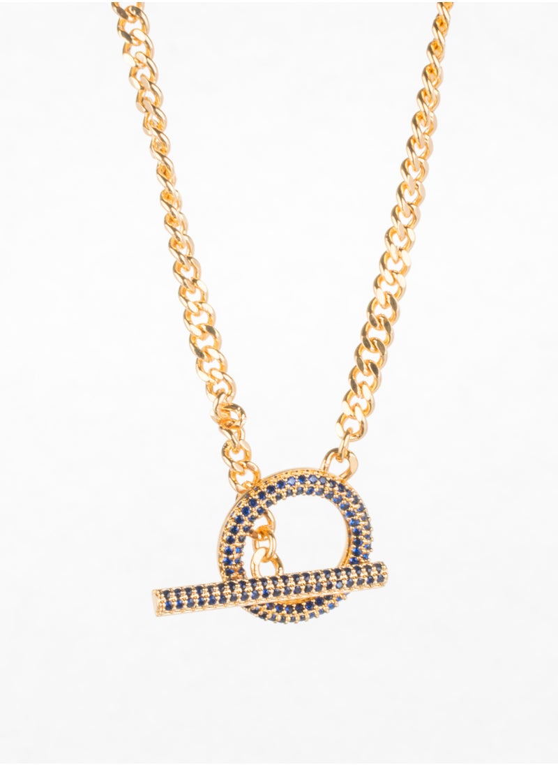 The Black Pearl Accessories - Chinese Gold Necklace with Micro Blue Zirconic Stones - Image 1