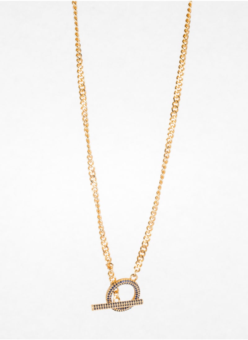 The Black Pearl Accessories - Chinese Gold Necklace with Micro Blue Zirconic Stones - Image 1
