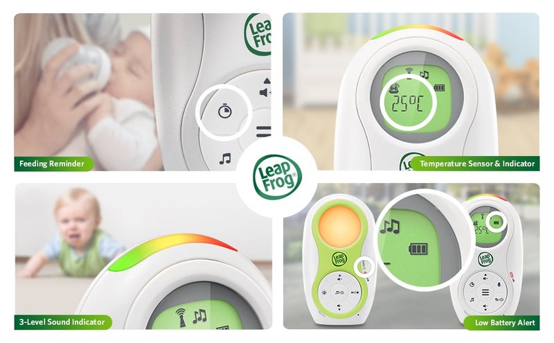 LeapFrog LF80 Audio Baby Monitor with Night Light, Temperature Sensor, Lullabies, Two-Way Talk, Feeding Reminder & Long-Range DECT 6.0 Connection - Image 2