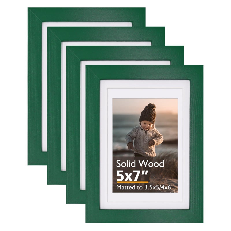 إطارات صور كينلينك 5x7 إطارات خشبية خضراء مع زجاج أكريليك لبعد 35x54x6 مع إطار أو 5x7 بدون إطار مجموعة من 4
