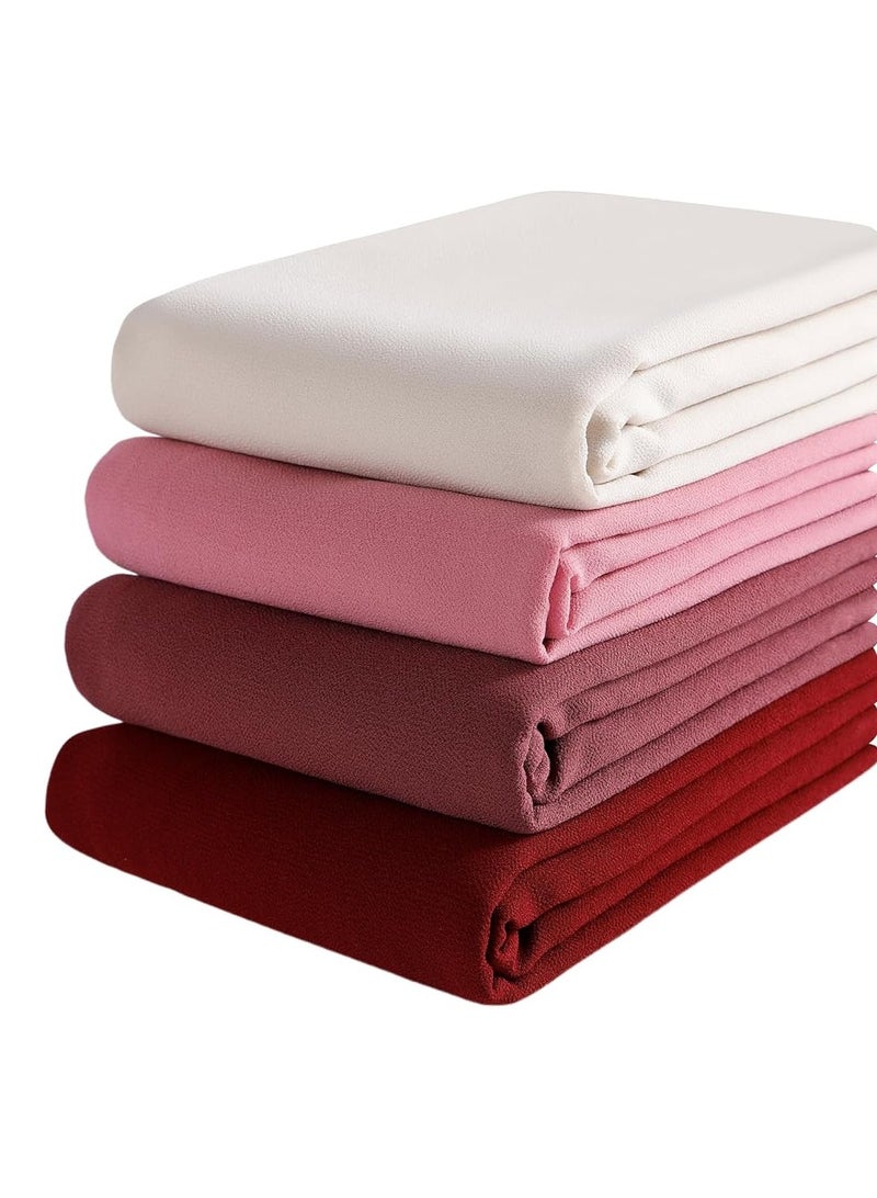 Women’s Lightweight pack of 4 Chiffon Hijab Shawl – Soft & Elegant Wrap for Abaya – 28x72 Inches – Off White, Dusty Rose, Burgundy, Pink - Image 1