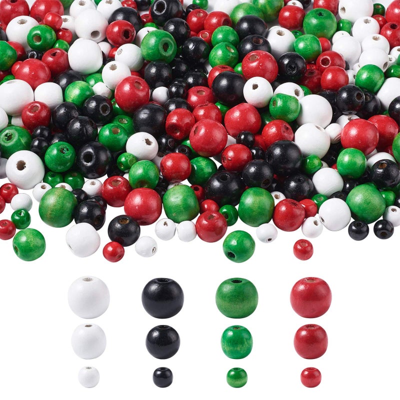 Craftdady 500pcs Dyed Round Wood Beads Green Red White Black Wooden Loose Spacer Beads for Jewellery Crafts Making Home Decors 101620mm