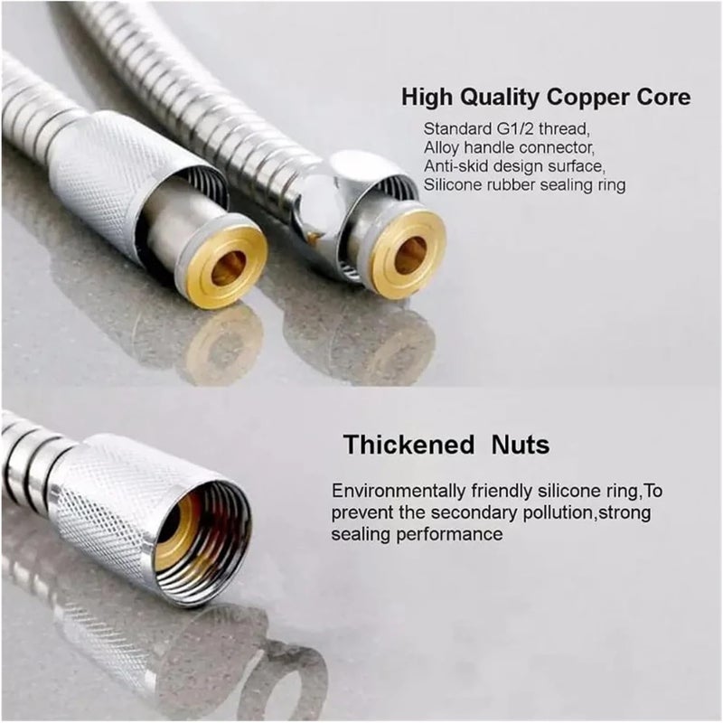 Shower Hose Flexible Stainless Steel Plumbing Hose Shower Head Tube Flexible Bathroom Pipe 1-1.5m Bath Accessories(1.0m) - Image 3