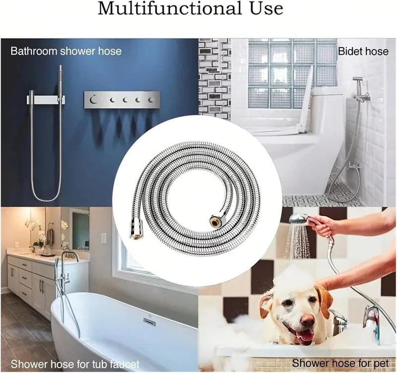 Shower Hose Flexible Stainless Steel Plumbing Hose Shower Head Tube Flexible Bathroom Pipe 1-1.5m Bath Accessories(1.0m) - Image 5