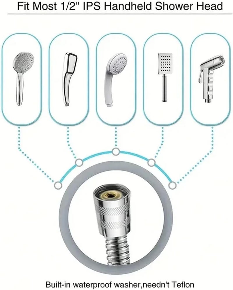 Shower Hose Flexible Stainless Steel Plumbing Hose Shower Head Tube Flexible Bathroom Pipe 1-1.5m Bath Accessories(1.0m) - Image 4